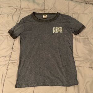 Dark Blue PINK Ringer Tee